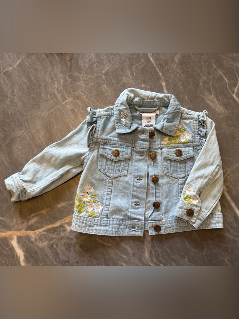 cupcakes & cashmere Light Blue Embroidered Denim Jacket for Kids
